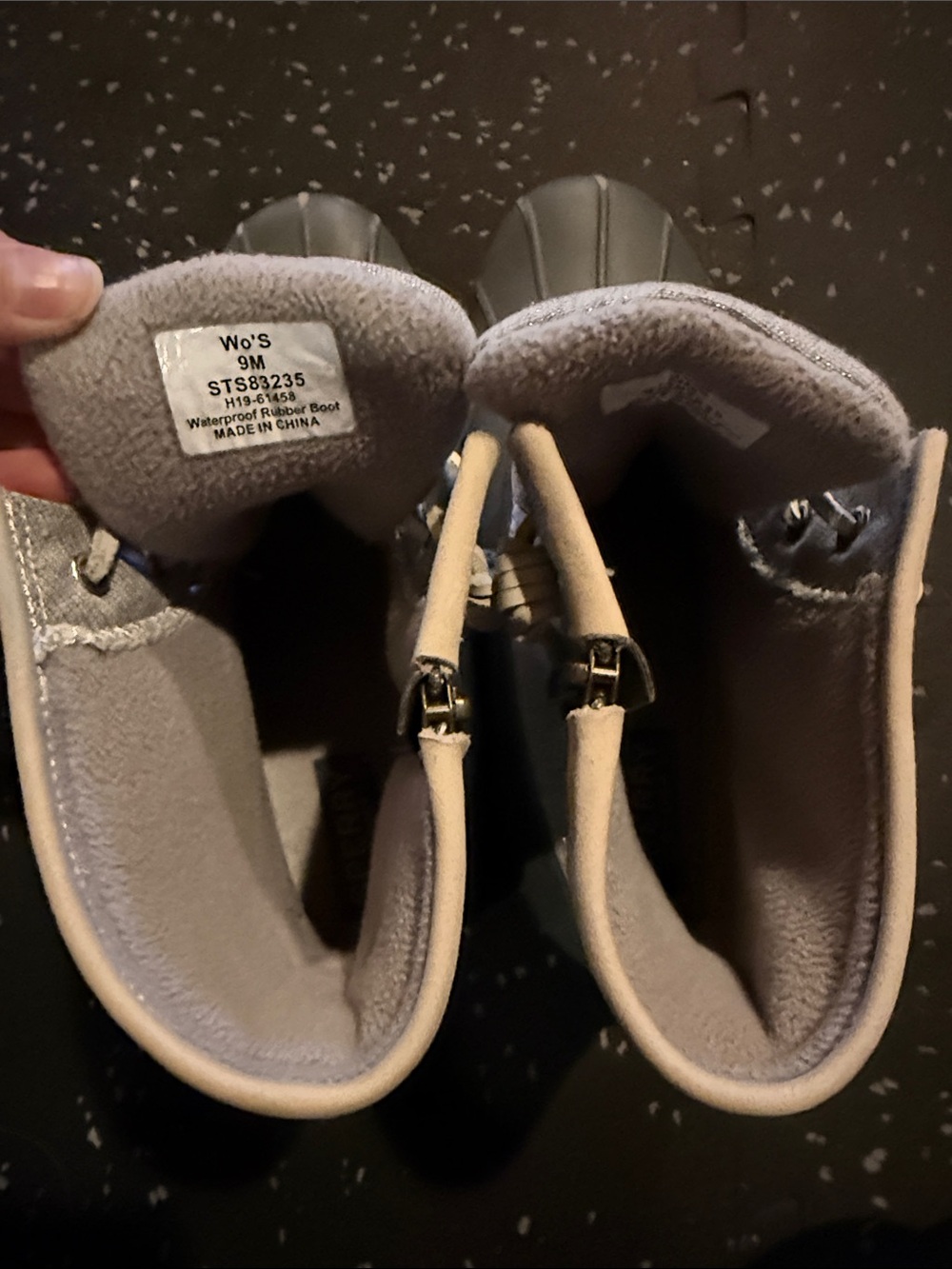 Sperry Gray Lace-Up Duck Boots - Picture 2 of 3